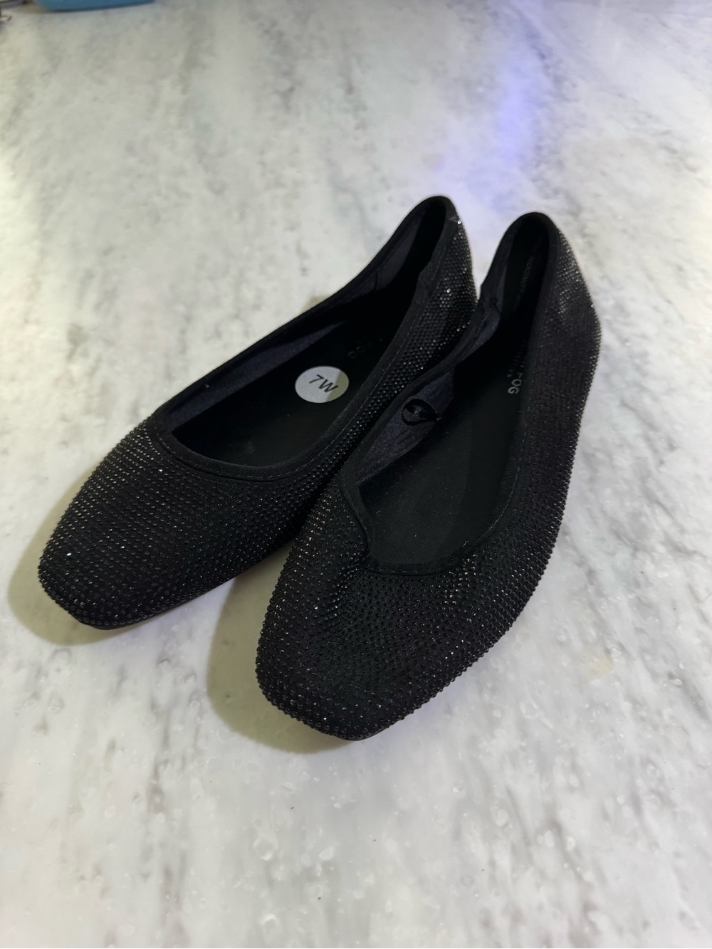 London Fog Neutral Black Sparkle Studded Classic Comfortable Ballet Flats 7